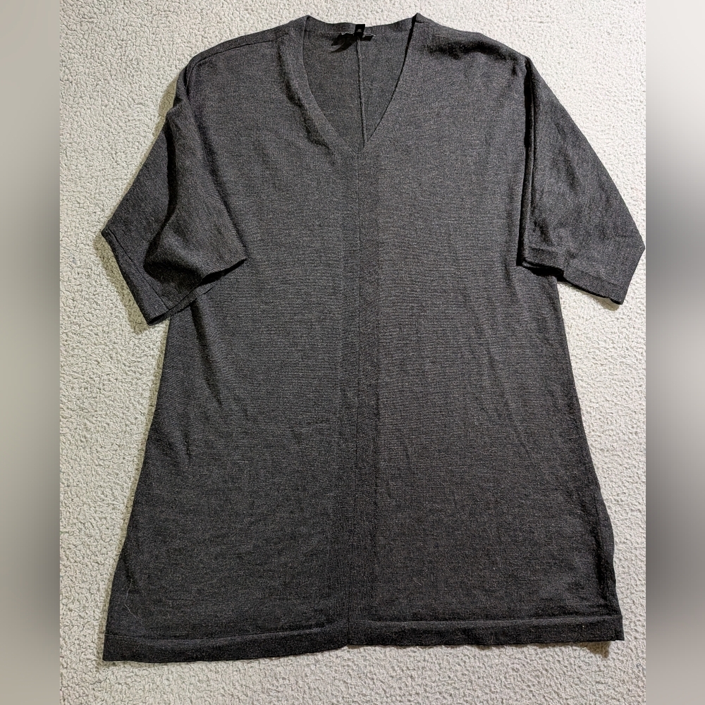 Eileen Fisher Women`s Gray 100% Merino Wool 3/4 Sleeve Sweater Dress / Size M